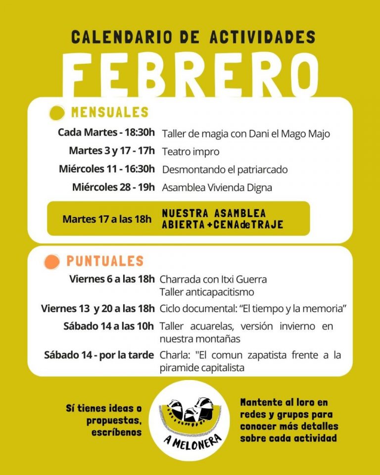 Calendario Febrero 2026 – CSA A Melonera